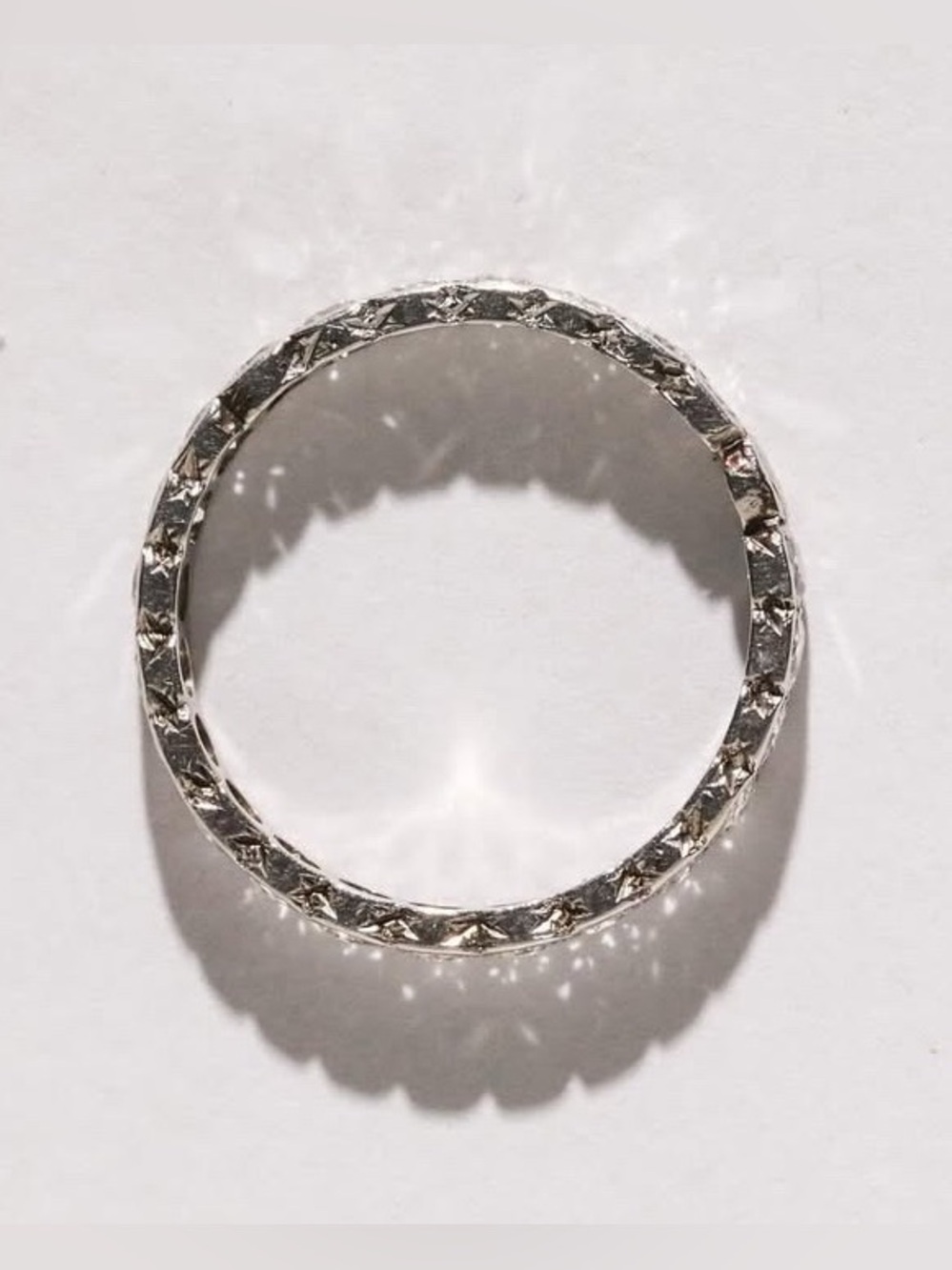 Art Deco Platinum Old European Diamond Eternity Band Ring Size 7.5 Antique - Picture 9 of 13
